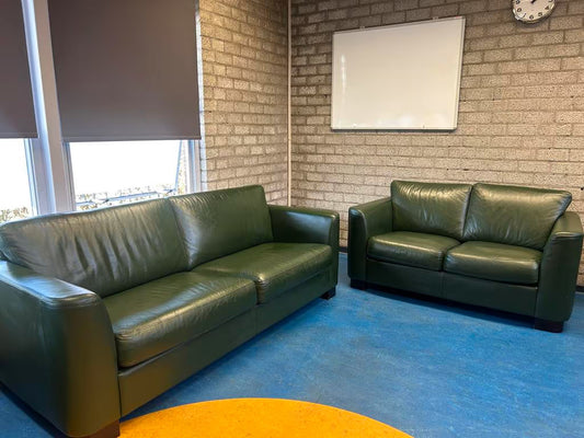 Groene leren banken set